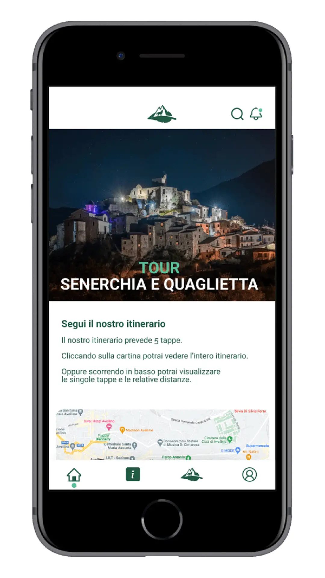 schermata destinazione mini app infoirpinia