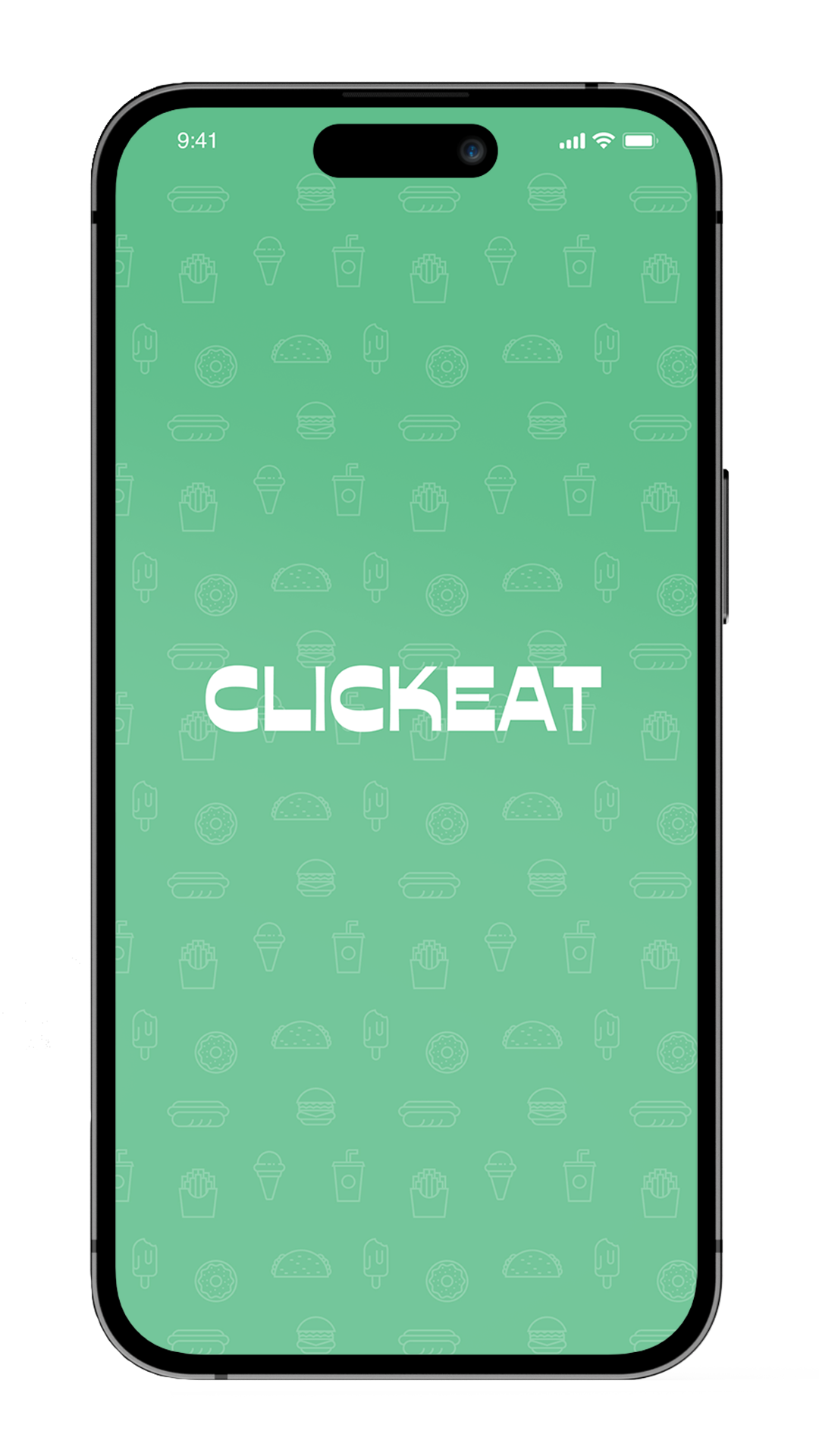 mockup di un iphone con il mockup del logo clickeat