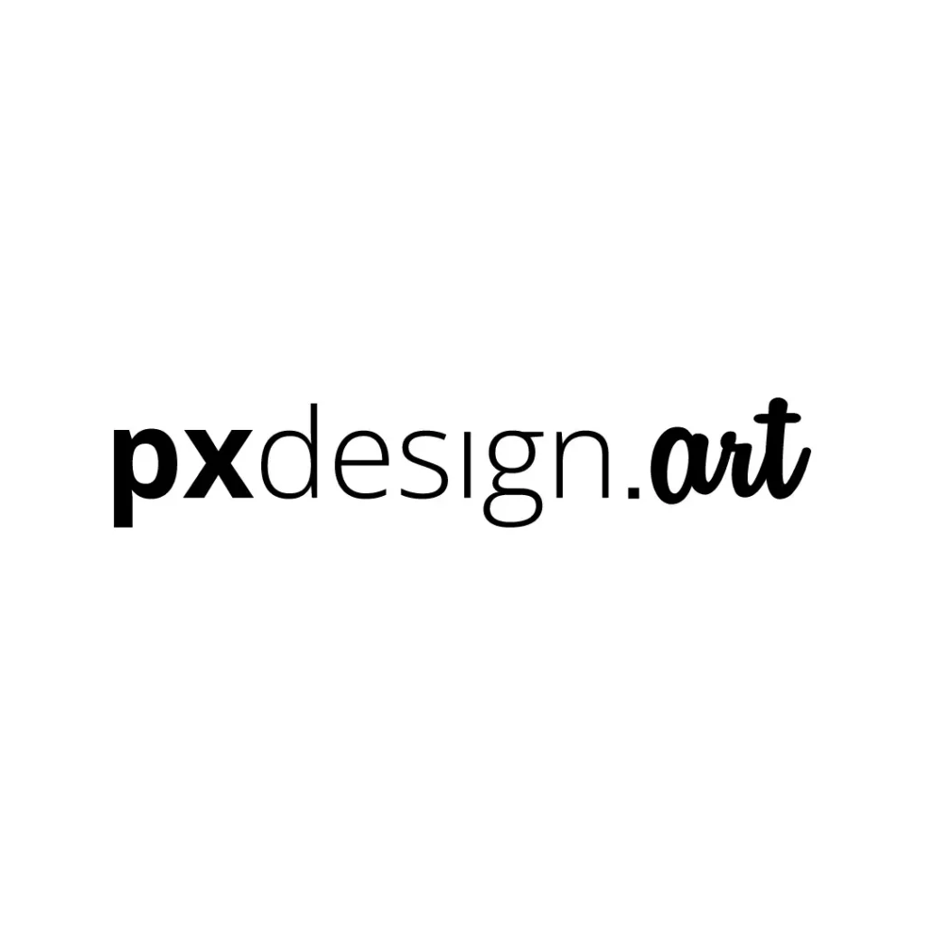 logo di pxdesign in colore nero su fondo bianco